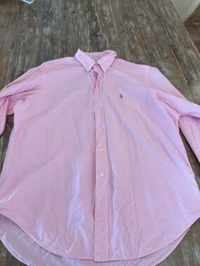 Ralph Lauren Light Pink Gingham Button-Down Dress Shirt